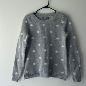 Cozy Gray Sweater with White Polka Dots